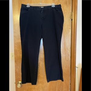 Black button front pants.